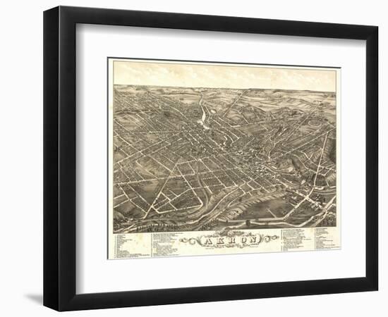 Akron, Ohio - Panoramic Map No. 2 - Akron, OH-Lantern Press-Framed Art Print