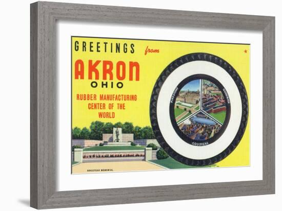 Akron, Ohio - Rubber Manufacturers Firestone, Goodrich, Goodyear-Lantern Press-Framed Art Print