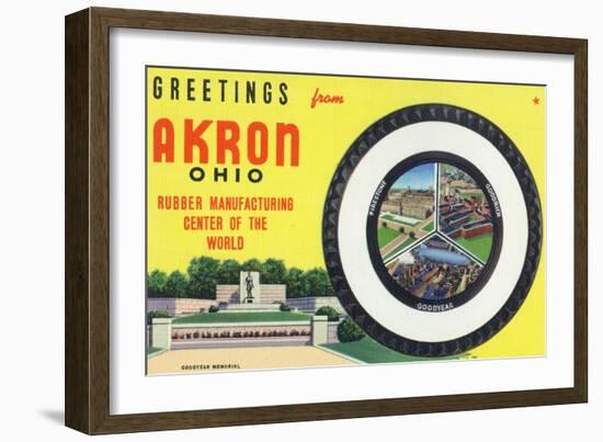 Akron, Ohio - Rubber Manufacturers Firestone, Goodrich, Goodyear-Lantern Press-Framed Art Print