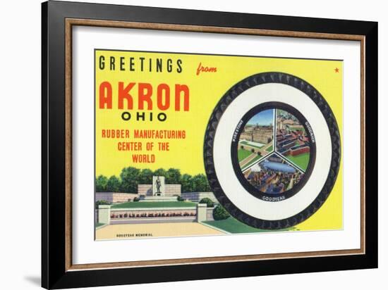 Akron, Ohio - Rubber Manufacturers Firestone, Goodrich, Goodyear-Lantern Press-Framed Art Print