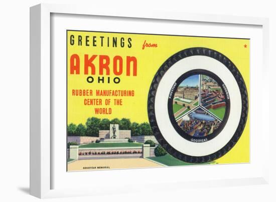 Akron, Ohio - Rubber Manufacturers Firestone, Goodrich, Goodyear-Lantern Press-Framed Art Print