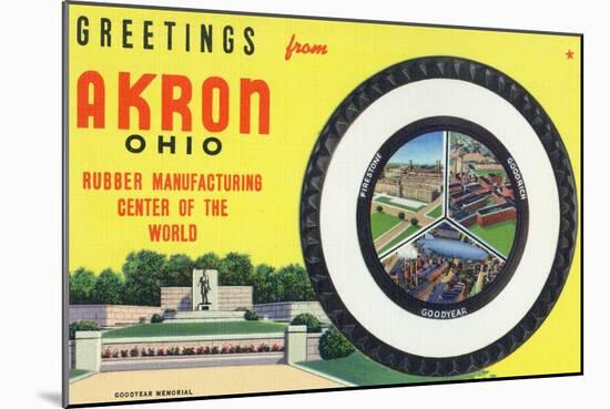 Akron, Ohio - Rubber Manufacturers Firestone, Goodrich, Goodyear-Lantern Press-Mounted Art Print