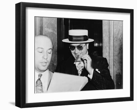 Al Capone, with a Big Smile, Leaving Federal Building in Miami, Florida, 1941-null-Framed Photo