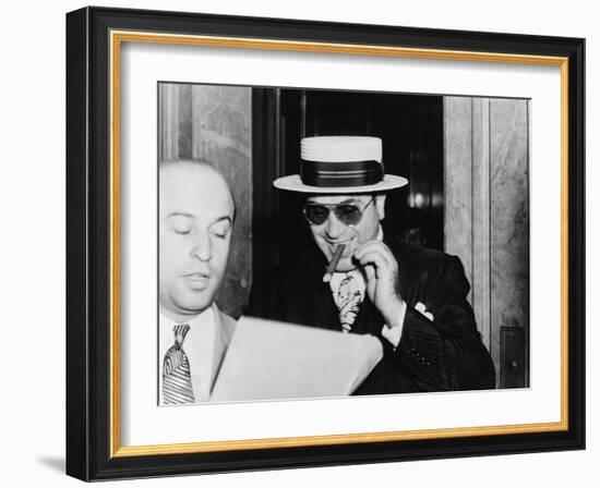 Al Capone, with a Big Smile, Leaving Federal Building in Miami, Florida, 1941-null-Framed Photo