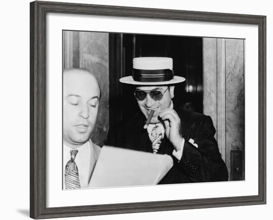 Al Capone, with a Big Smile, Leaving Federal Building in Miami, Florida, 1941-null-Framed Photo