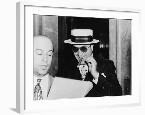 Al Capone, with a Big Smile, Leaving Federal Building in Miami, Florida, 1941-null-Framed Photo