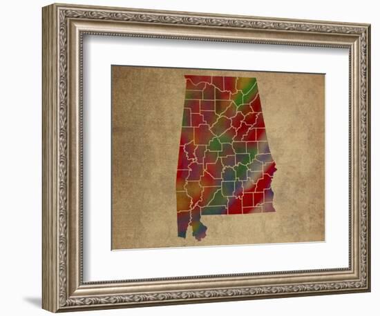 AL Colorful Counties-Red Atlas Designs-Framed Giclee Print