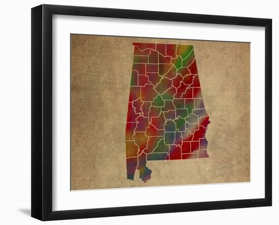 AL Colorful Counties-Red Atlas Designs-Framed Giclee Print