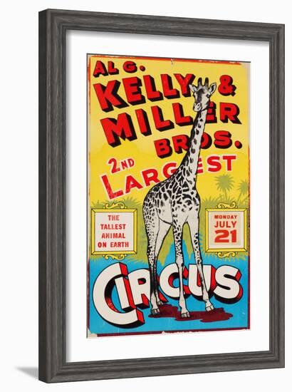 "Al G. Kelly & Miller Bros. 2nd Largest Circus: the Tallest Animal on Earth", Circa 1941-null-Framed Giclee Print