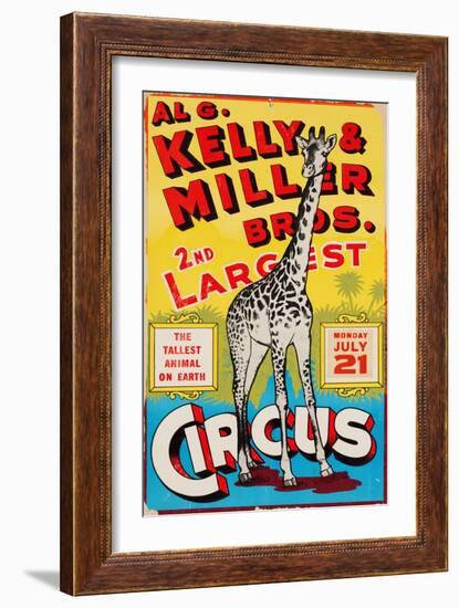 "Al G. Kelly & Miller Bros. 2nd Largest Circus: the Tallest Animal on Earth", Circa 1941-null-Framed Giclee Print