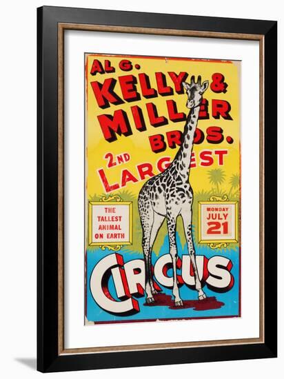 "Al G. Kelly & Miller Bros. 2nd Largest Circus: the Tallest Animal on Earth", Circa 1941-null-Framed Giclee Print