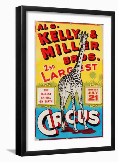 "Al G. Kelly & Miller Bros. 2nd Largest Circus: the Tallest Animal on Earth", Circa 1941--Framed Giclee Print