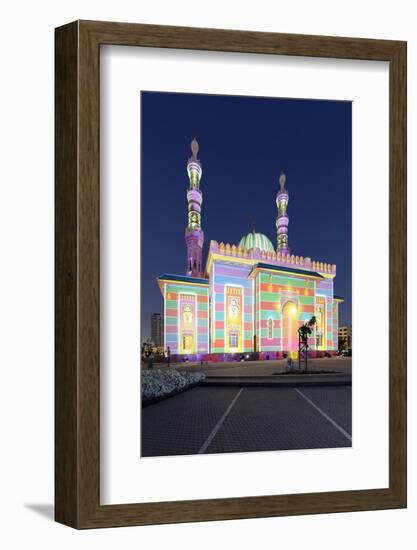 Al Majaz Mosque, Illuminated, Sharjah Light Festival, Al Majaz Park, Corniche Street-Axel Schmies-Framed Photographic Print