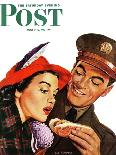 "The Model," Saturday Evening Post Cover, April 17, 1943-Al Moore-Framed Premier Image Canvas