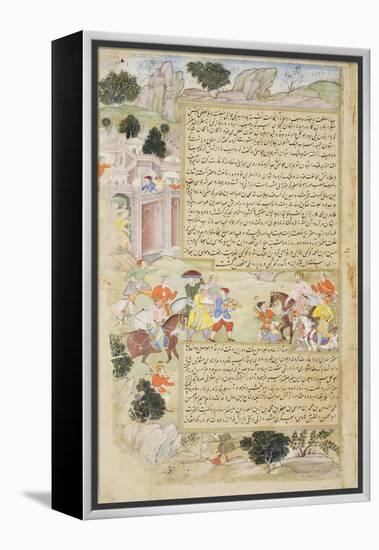 Al-Mu'Tazz Sends Gifts to Abdulla Ibn Abdulla, from the Tarikh-I Alfi Manuscript, C.1592-94-null-Framed Premier Image Canvas
