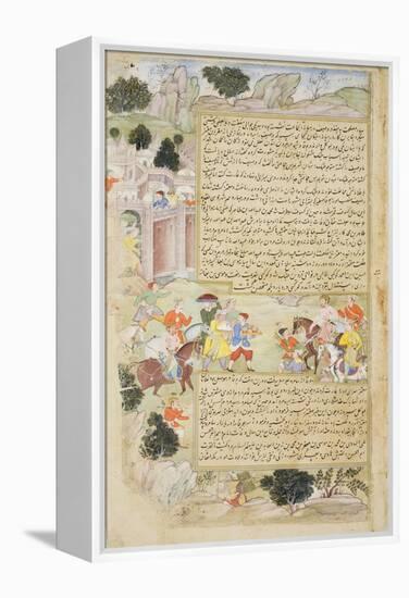 Al-Mu'Tazz Sends Gifts to Abdulla Ibn Abdulla, from the Tarikh-I Alfi Manuscript, C.1592-94-null-Framed Premier Image Canvas