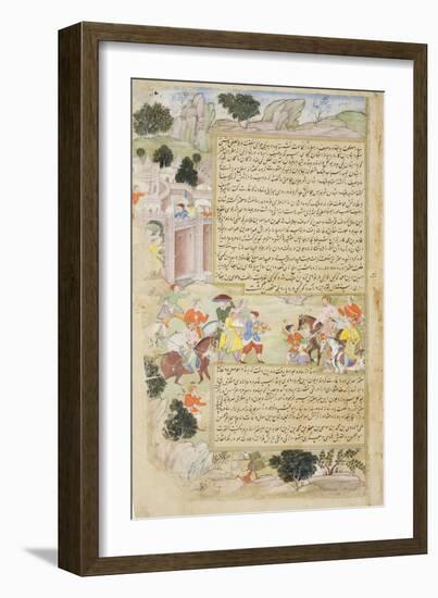 Al-Mu'Tazz Sends Gifts to Abdulla Ibn Abdulla, from the Tarikh-I Alfi Manuscript, C.1592-94-null-Framed Giclee Print
