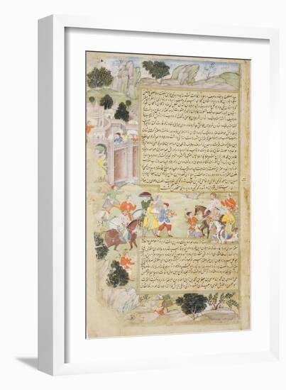 Al-Mu'Tazz Sends Gifts to Abdulla Ibn Abdulla, from the Tarikh-I Alfi Manuscript, C.1592-94-null-Framed Giclee Print