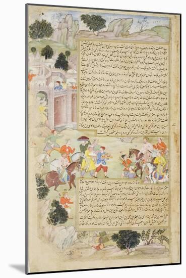 Al-Mu'Tazz Sends Gifts to Abdulla Ibn Abdulla, from the Tarikh-I Alfi Manuscript, C.1592-94-null-Mounted Giclee Print