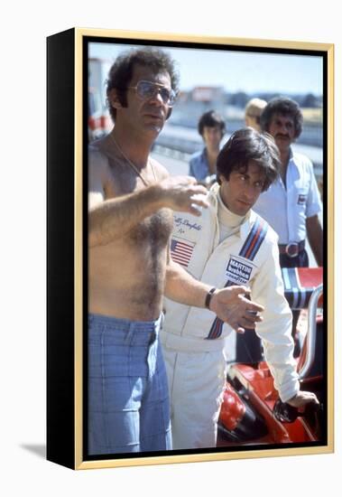 Al Pacino, producer, director Sydney Pollack, on the set of the film Bobby Deerfield, 1977 (photo)-null-Framed Stretched Canvas