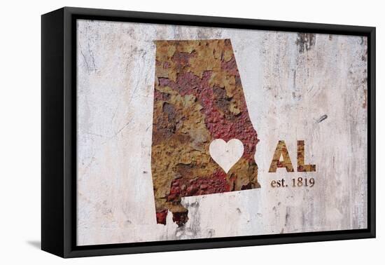 AL Rusty Cementwall Heart-Red Atlas Designs-Framed Premier Image Canvas