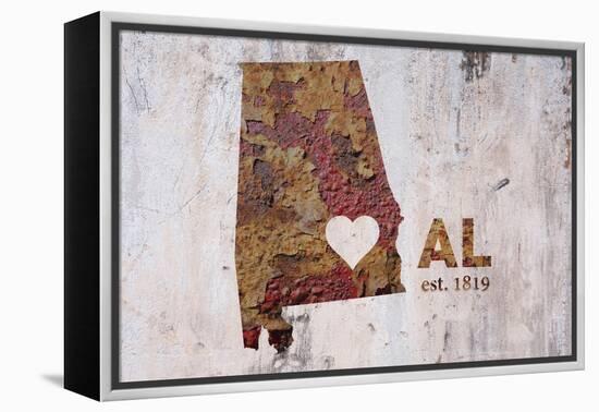 AL Rusty Cementwall Heart-Red Atlas Designs-Framed Premier Image Canvas