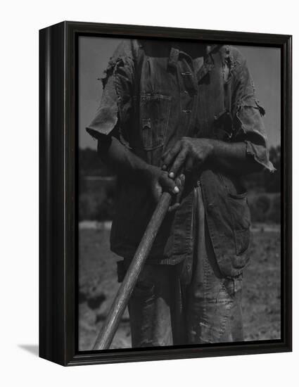 Alabama African American Tenant Farmer Holding a Hoe, June 1936-Dorothea Lange-Framed Stretched Canvas