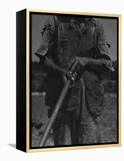 Alabama African American Tenant Farmer Holding a Hoe, June 1936-Dorothea Lange-Framed Stretched Canvas