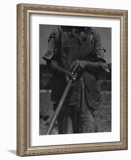 Alabama African American Tenant Farmer Holding a Hoe, June 1936-Dorothea Lange-Framed Photo