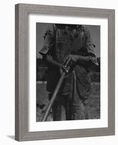 Alabama African American Tenant Farmer Holding a Hoe, June 1936-Dorothea Lange-Framed Photo