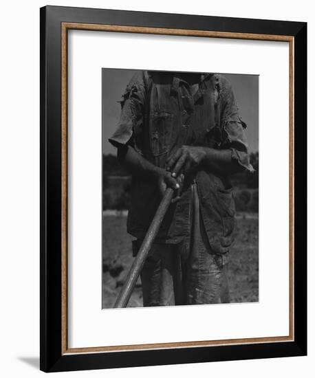 Alabama African American Tenant Farmer Holding a Hoe, June 1936-Dorothea Lange-Framed Photo