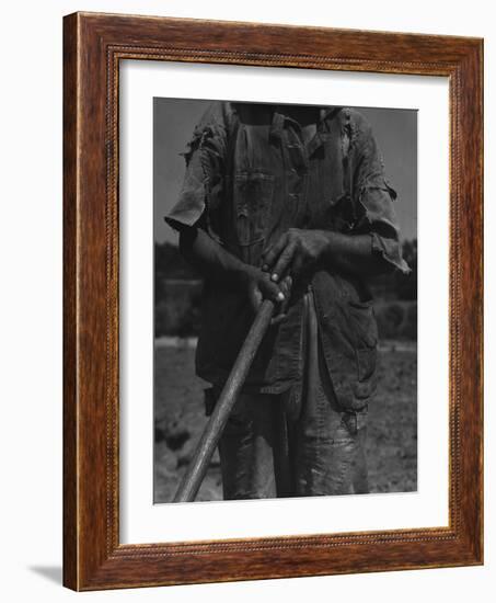 Alabama African American Tenant Farmer Holding a Hoe, June 1936-Dorothea Lange-Framed Photo