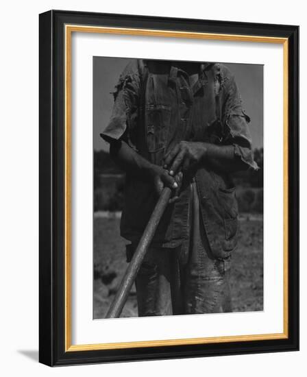 Alabama African American Tenant Farmer Holding a Hoe, June 1936-Dorothea Lange-Framed Photo