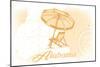 Alabama - Beach Chair and Umbrella - Yellow - Coastal Icon-Lantern Press-Mounted Art Print