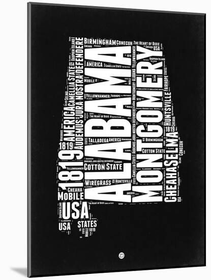 Alabama Black and White Map-NaxArt-Mounted Art Print