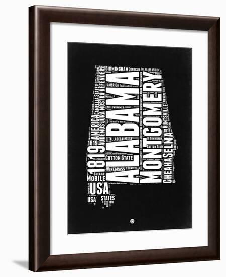 Alabama Black and White Map-NaxArt-Framed Art Print