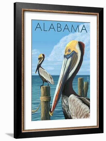 Alabama - Brown Pelicans-Lantern Press-Framed Art Print