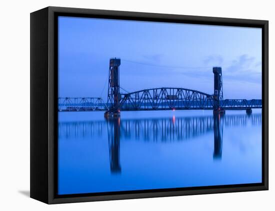 Alabama, Decatur, Old Southern Railway Bridge, Lift Bridge, Tennessee River, Dawn, Blue, USA-John Coletti-Framed Premier Image Canvas