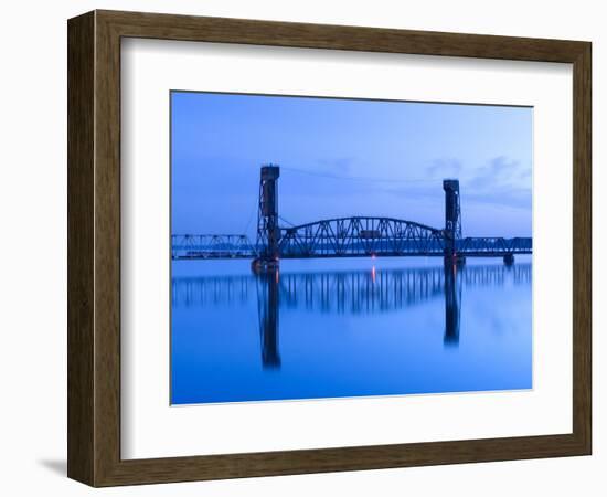 Alabama, Decatur, Old Southern Railway Bridge, Lift Bridge, Tennessee River, Dawn, Blue, USA-John Coletti-Framed Photographic Print