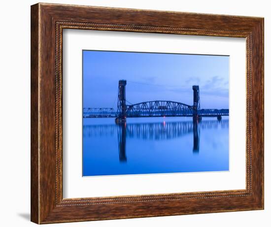 Alabama, Decatur, Old Southern Railway Bridge, Lift Bridge, Tennessee River, Dawn, Blue, USA-John Coletti-Framed Photographic Print