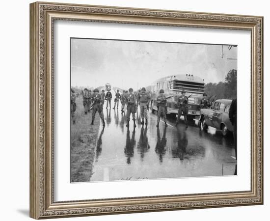 Alabama Guardsmen Protecting Freedom Riders Bus-null-Framed Photographic Print