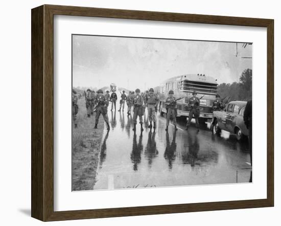 Alabama Guardsmen Protecting Freedom Riders Bus-null-Framed Photographic Print