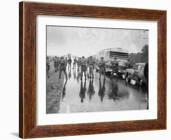 Alabama Guardsmen Protecting Freedom Riders Bus-null-Framed Photographic Print