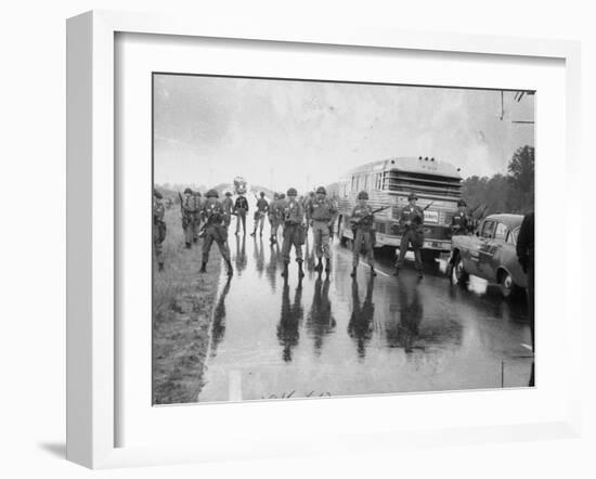 Alabama Guardsmen Protecting Freedom Riders Bus-null-Framed Photographic Print