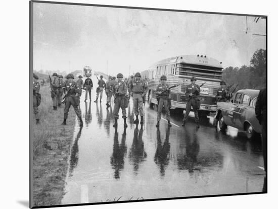 Alabama Guardsmen Protecting Freedom Riders Bus-null-Mounted Photographic Print