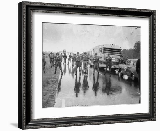 Alabama Guardsmen Protecting Freedom Riders Bus-null-Framed Photographic Print