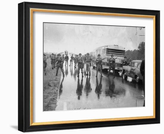 Alabama Guardsmen Protecting Freedom Riders Bus-null-Framed Photographic Print