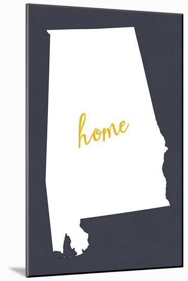 Alabama - Home State- White on Gray-Lantern Press-Mounted Art Print