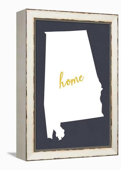 Alabama - Home State- White on Gray-Lantern Press-Framed Stretched Canvas