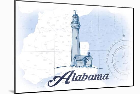 Alabama - Lighthouse - Blue - Coastal Icon-Lantern Press-Mounted Art Print